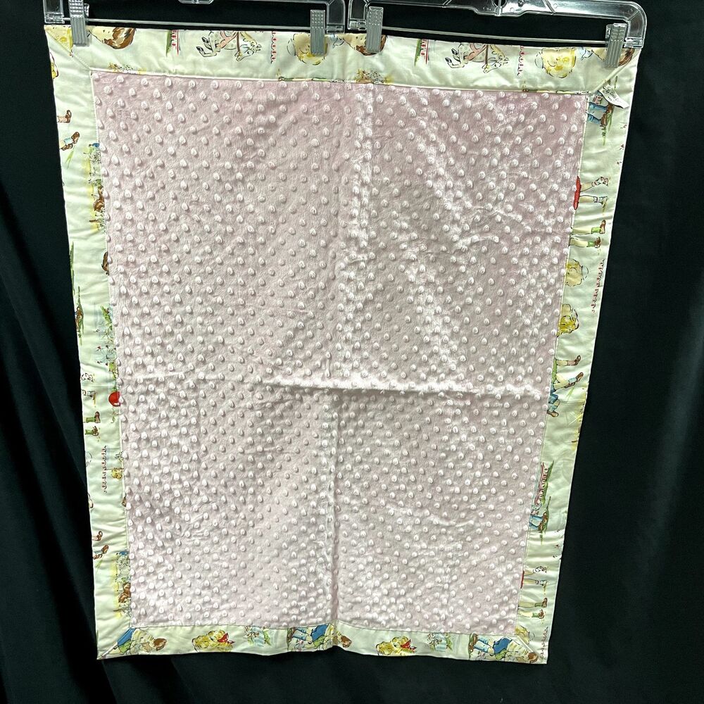 Little Luxuries Baby Blanket Pink and Retro Vintage Print on one Side 35” X 28”